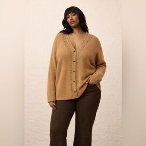 Anne Klein Tan Brown Cardigan Sweater 2X